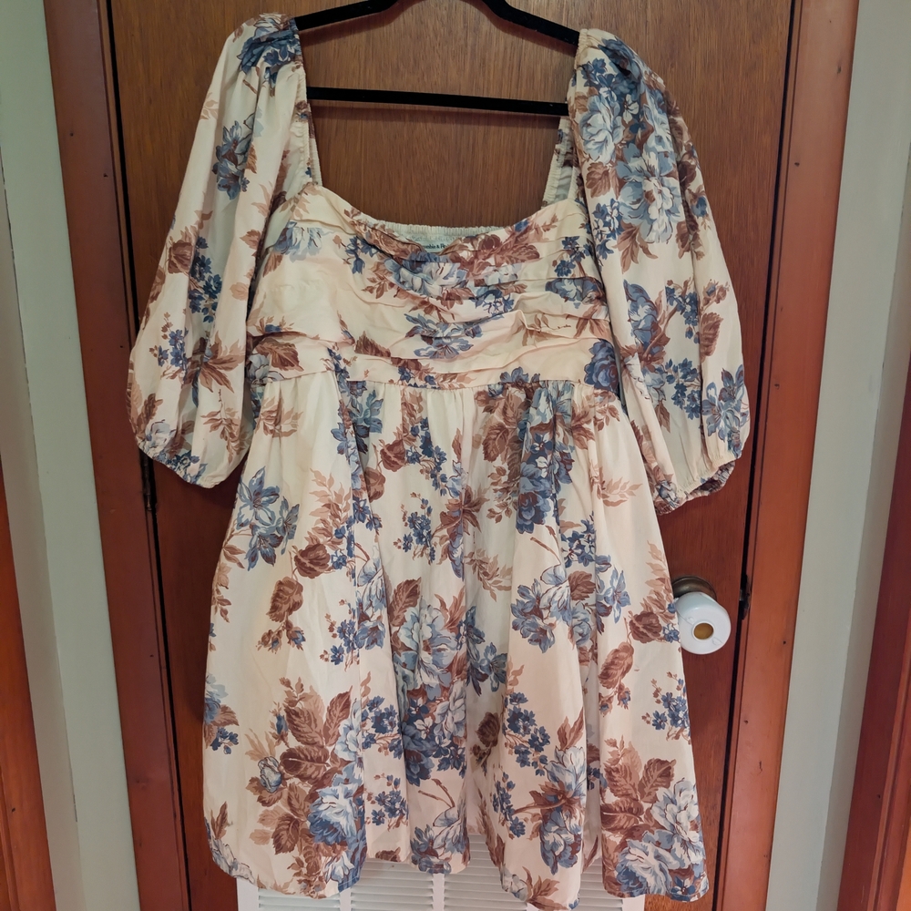 Floral Puff Sleeve Women's Dress